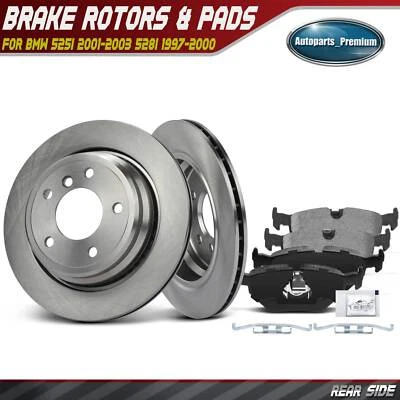 Rotores de freno de disco laterales traseros y pastillas de freno para BMW 525i 2001-2003 528i 530i 540i Foto 1 de 4