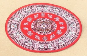 Red Oval Rug Carpet Tumdee 18.5cm x 16cm 1:12 Scale Dolls House Miniature 6846 - Picture 1 of 1