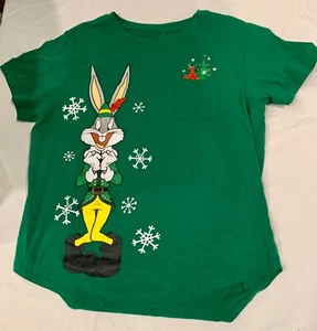 BUGS BUNNY Looney Tunes Warner Bros Christmas shirt L 90s - Picture 1 of 6