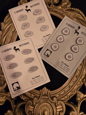 18 Vintage Caribou Antler Buttons naturally shed craft 7/8" & .5 Ulu Maker - Image 1 of 4