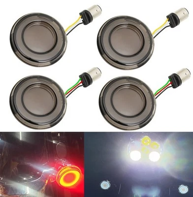 4x 1157 LED Rear Front Turn Signal Lights For Harley Dyna Touring Road King - Image 1 of 4