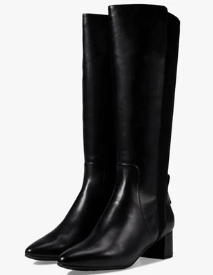 COLE HAAN Go To Block Leather Block Heel Knee-High Boots Black New Size 9 - Image 1 of 4