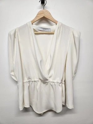 Top/blusa para mujer Iro Jafir manga larga abullonada blanco crudo cuello en V, talla 42 (M/L, 10) Foto 1 de 4