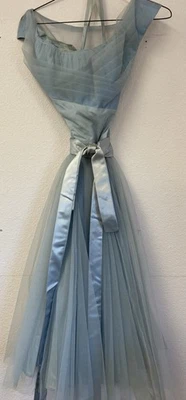 Vintage Emma Domb 50s Prom Party Dress Blue Tulle Small Retro - Image 1 of 4
