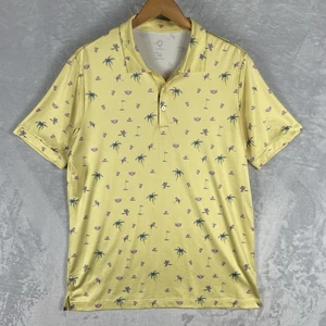 Caddy Cart Golf Polo Shirt Novelty Print Performance Stretch Mens Medium Drinks - Picture 1 of 8