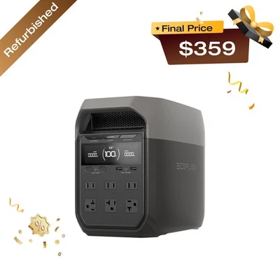 EcoFlow DELTA 3 1024Wh 1800W Portable Power Station LiFePO4 Battery Refurbished - Image 1 of 4