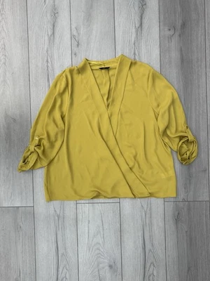 M&Co Yellow Wrap Blouse. Size 16 - Image 1 of 4