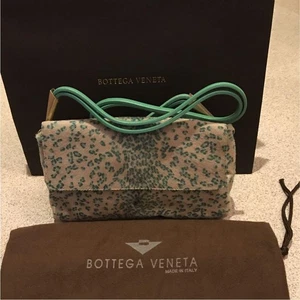 Bottega Veneta Haircalf Leather Handbag Leopard Print Green Tone Excellent Rare - Picture 1 of 10
