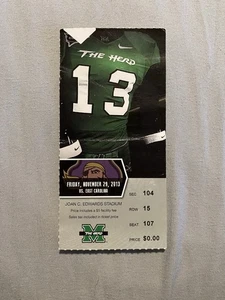 Marshall Thundering Herd Vs ECU Pirates Football Ticket Stub NCAA 29.11.13 - Bild 1 von 2