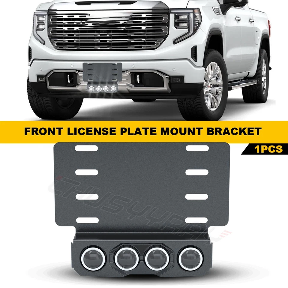 Fit For 2009-2014 Ford F150 Front Bumper License Plate Bracket kit w/LED - Image 1 of 4