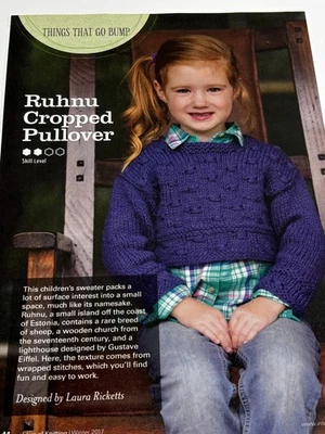 Ruhnu Cropped Pullover Knitting Pattern Kid Sweater Sizes 24½-35" Magazine Pages - Image 1 of 3