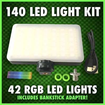 140 LED RGB AUTOTOMABLE LUZ DE VIDEO INC ADAPTADOR BASTÓN. LUZ DE VIDEO PESCA DE CARPA Foto 1 de 4
