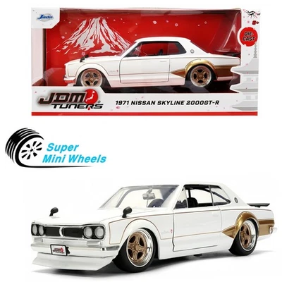 Sintonizadores Jada 1:24 JDM Nissan Skyline 2000GT-R RHD blancos con oro #37021 Foto 1 de 4