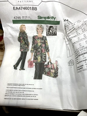 Simplicity 4746 Sewing Pattern Uncut Patty Reed Designs Size BB L-XXL  PREMUIM D - Image 1 of 4