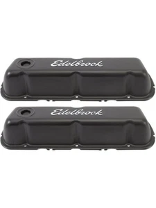 Edelbrock Valve Covers Signature Series Stock Height Steel Black Edelbroc (4603) - Picture 1 of 12