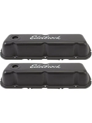 Edelbrock Valve Covers Signature Series Stock Height Steel Black Edelbroc (4603) - Image 1 of 4