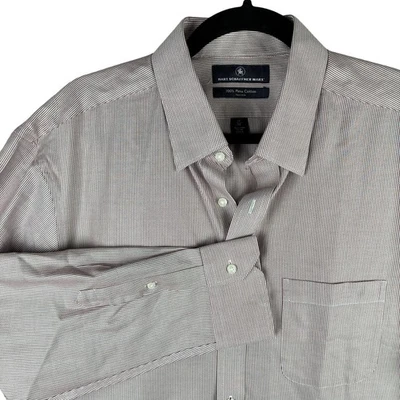 NUEVO CON ETIQUETAS Camisa Hart Schaffner Oculta Abotonada 17/34 Roja Blanca Espiga Sin Hierro Foto 1 de 4