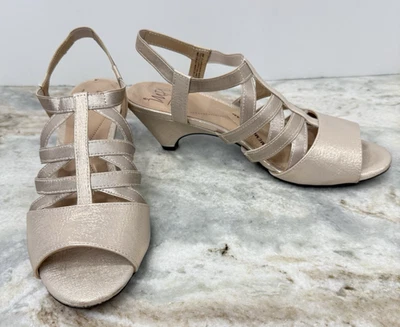 IMPO Ellaria Stretch Slingback Sandal Women's 8M Rose Gold Almond Toe Cone Heel - Image 1 of 4