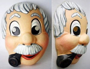 VINTAGE GRANDPA OLD MAN WITH PIPE PLASTIC MASK CARNIVAL HALLOWEEN NEW ! - Picture 1 of 7