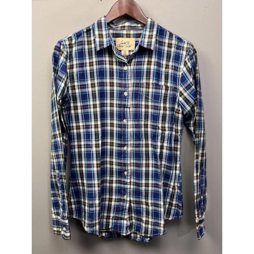 Just A Cheap Shirt Mens Medium Button Up Western Blue Plaid Pocket JACP Casual - Image 1 of 4