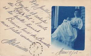 Mother & Enfant WINNIPEG Manitoba Canada 1908 Cyanotype Photo Postcard - Picture 1 of 2