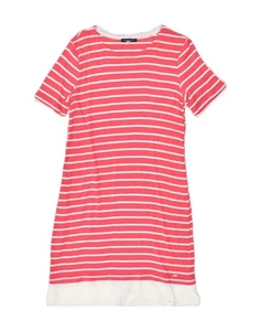 TOMMY HILFIGER Womens T-Shirt Dress UK 10 Small Pink Striped Cotton AK09 - Picture 1 of 3