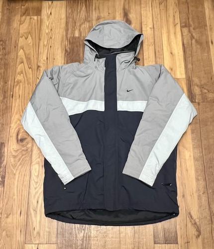 VETEMENTS Parka uomo Nike vintage anni 90 nero e grigio ricamato full zip con cappuccio taglia:XL