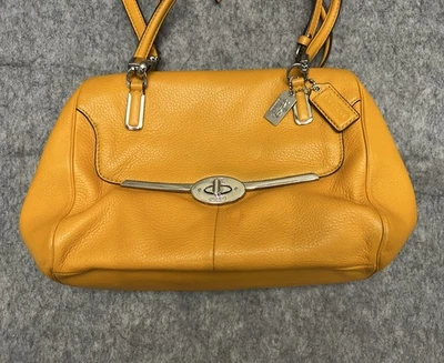Coach D1394-25169 Madison Madeline Pebble Leather Shoulder Bag Saffron Satchel - Image 1 of 4