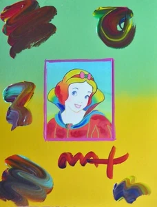 PETER MAX SNOW WHITE Disney unique variation original mixed media HAND SIGNED - Picture 1 of 15