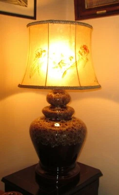 Large Temmoku/Drip Glazed Ceramic Round Baluster Table/Bedside Lamp Base Quality - Image 1 of 4