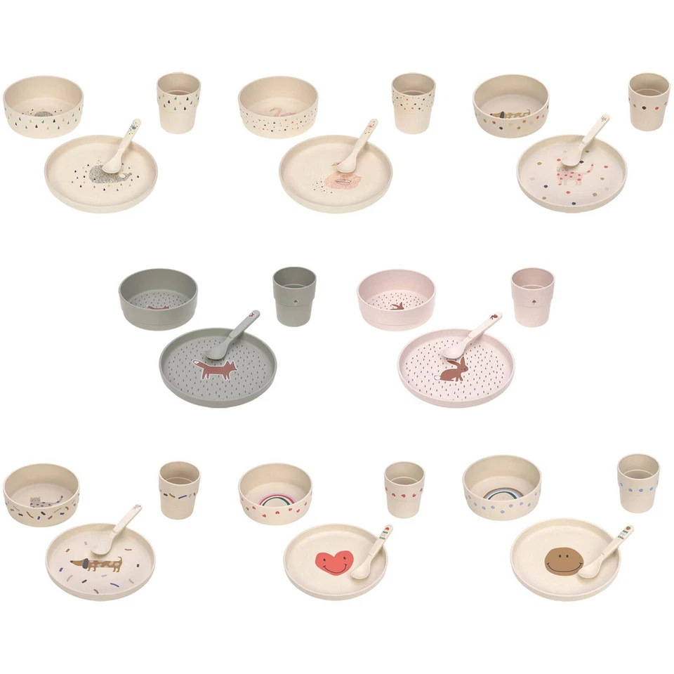 Lässig Kinder Geschirr Set Teller Schale Löffel Becher Zellulose Kunststoff - Bild 1 von 1