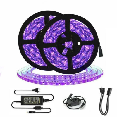 5M 10M Led Strip Blacklight 5050 dimmer UV Purple 395-400nm Waterproof tape lamp - Image 1 of 4