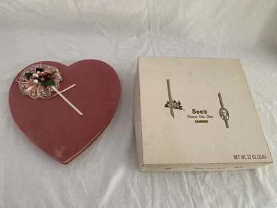 Vintage Sees Candy Box with Mauve Velvet Heart M- 291   2 lb. - Image 1 of 4