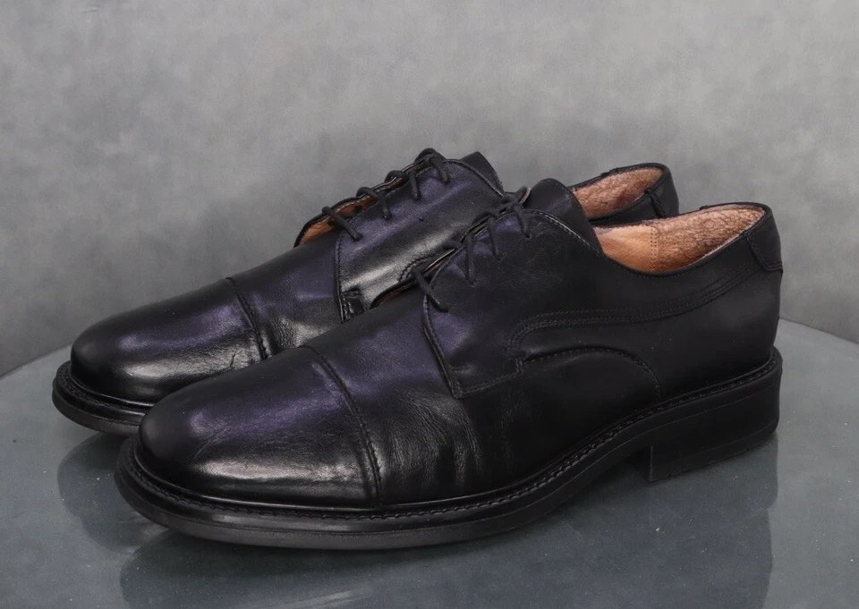 Bostonian Cap Toe Black Leather Dress Shoes Men's Size 11.5 Made In Italy - Image 1 of 4