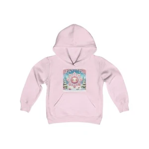 Pink Snowflake Youth Heavy Blend Hooded Sweatshirt - Picture 1 of 5