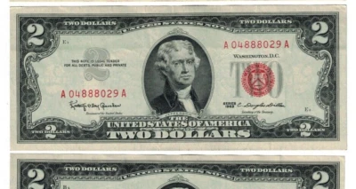 🇺🇸🇺🇸** 1963 $ 2 TWO DOLLARS RED SEAL /PRICE FOR ONE SINGLE NOTE. ** 🇺🇸🇺🇸 - Image 1 of 4