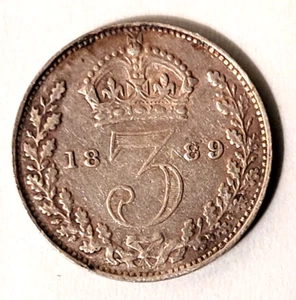 Great Britain 1889 3 pence KM 758 nice grade - Picture 1 of 2