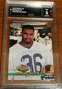 Jerome Bettis 1993 Topps Stadium Club Rookie First Day Production Graded 9