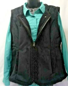 "Hot in Hollywood" Sherpa, Faux Leather and Fur Vest In Black Size XL - Picture 1 of 10
