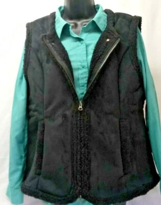"Hot in Hollywood" Sherpa, Faux Leather and Fur Vest In Black Size XL - Image 1 of 4