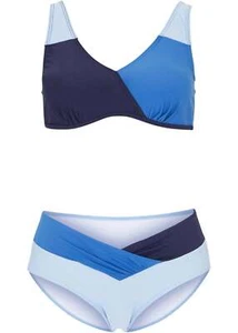 2-tlg Set Bügel Bikini Gr 38 Cup 75 D Navy Denimblau Hellblau Damen Bademode Neu - Bild 1 von 1