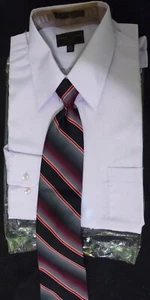 Enrico Rossini Long-Sleeve Dress Shirt with Clip-on Tie - Picture 1 of 4