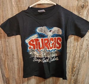 Sturgis 1993 Motorcycle Rally T-shirt Vintage Youth Size S 6-8 Badlands Eagle - Picture 1 of 5