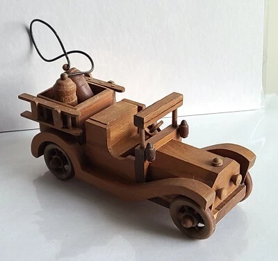 Vintage Handmade Toy Carved Natural Wooden Car Art Model - Image 1 of 4