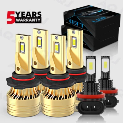 For Hyundai Santa Fe 2019-2020 LED Headlight Hi/Low + Fog Light Bulbs Combo Kit Foto 1 de 4