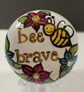 Bee Brave - Encouragement Bee - Kindness Rock - By Jadel Rocks - Picture 1 of 5