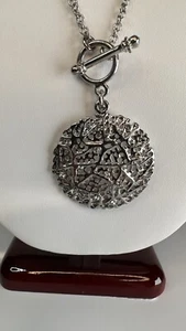 Cookie Lee Necklace Branch Crystal Silver Toned Toggle Round 31” Long - Picture 1 of 21