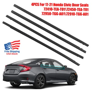 Para Honda Civic FK 2017-2021 Línea de cinturón de puerta exterior delantera trasera moldura sello de goma - Imagen 1 de 10