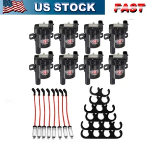 8PACK Round Ignition Coil and Spark Plug Wire For Chevy Silverado 1500 2500 GMC - Picture 1 of 10