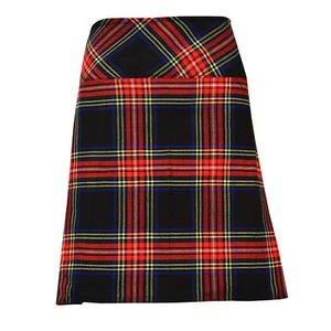 Ladies Knee Length Kilt Skirt 20" Length Tartan Pleated Kilts - Black Stewart - Picture 1 of 1